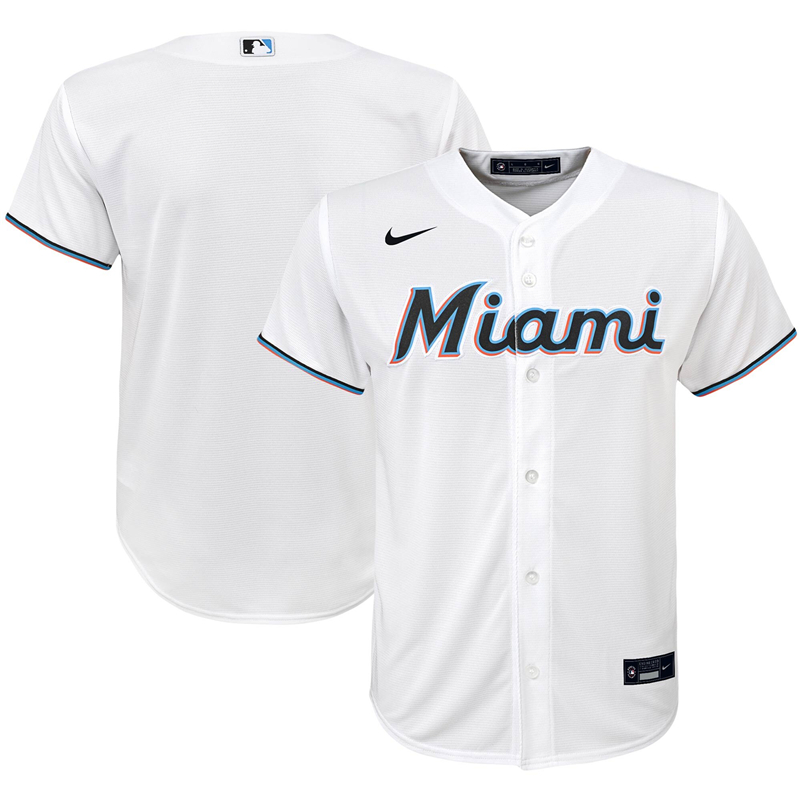 2020 MLB Youth Miami Marlins Nike White Home 2020 Replica Team Jersey 1